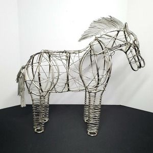 Global Views Handcrafted 3D Wire Horse Sculpture Pony Tabletop Statue